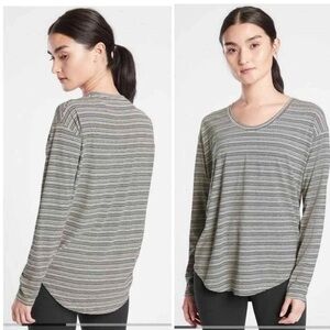 Athleta Black and White Striped Top - Cloudlight Stratus